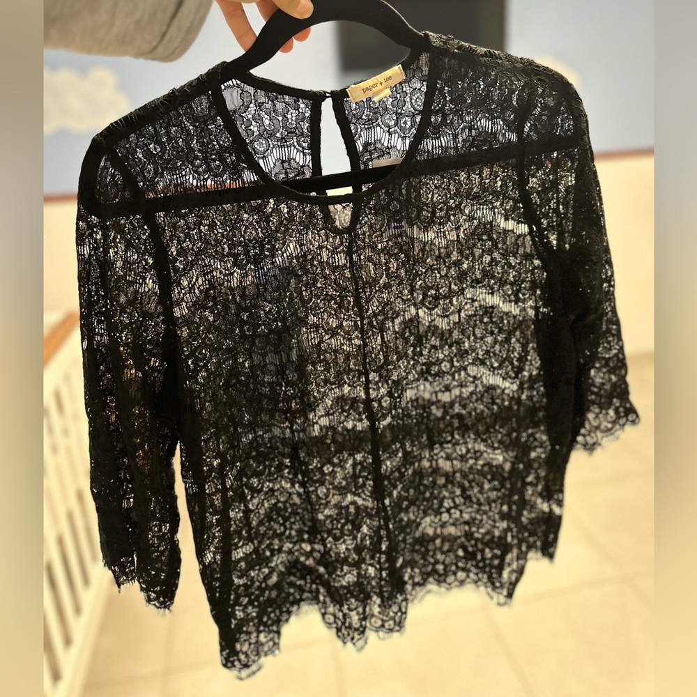 Lace, black blouse size XL
